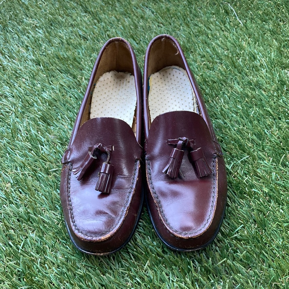 Vintage brown leather loafers with tassel size 7